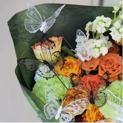 Dekoratīvi 3D tauriņi melnbalti, 32gab.