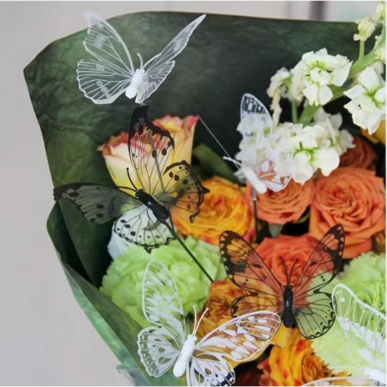 Dekoratīvi 3D tauriņi melnbalti, 32gab.