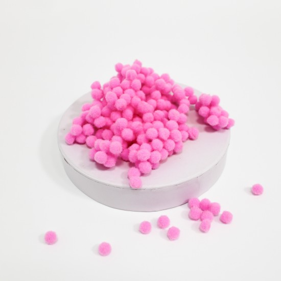 Tekstila bumbiņas d-8mm, 300 gab., "pink"