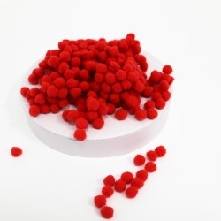 Tekstila bumbiņas d-8mm, 300 gab., "red"