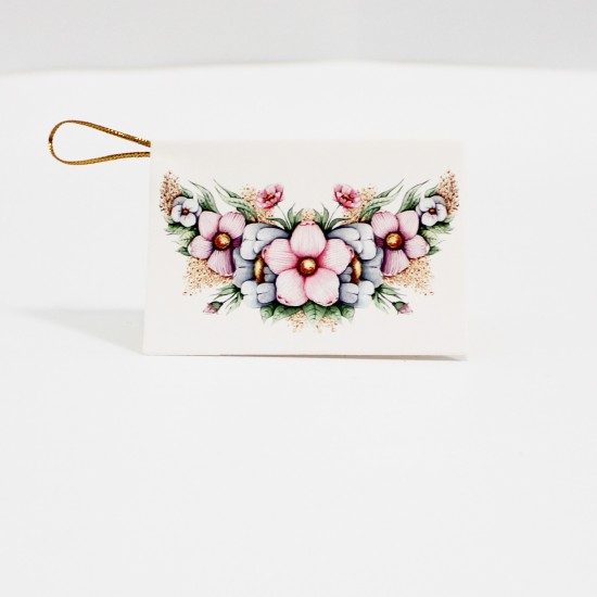 Apsveikuma kartīte ar ziedu rakstu, 6,5 × 9 cm, 1 gab.