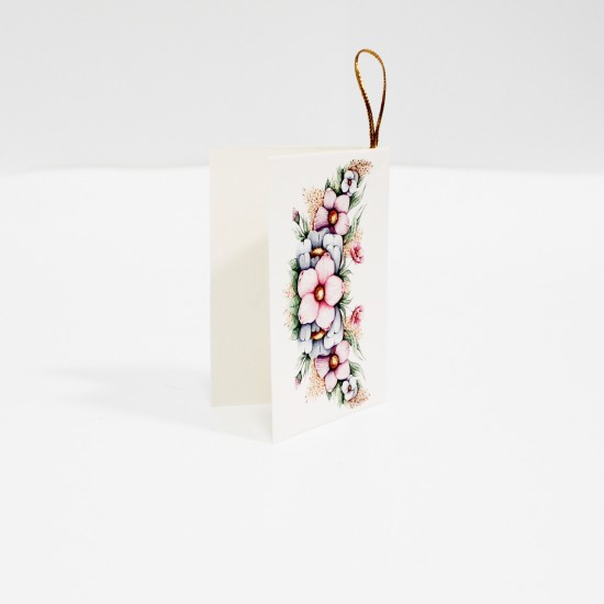 Apsveikuma kartīte ar ziedu rakstu, 6,5 × 9 cm, 1 gab.