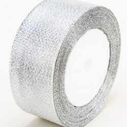 Decorative metallic gift ribbon 40mm/20m, silver
