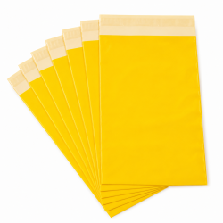 Ūdensizturīgi LDPE sūtījumu maisi 25x31+4 cm, dzeltenā, 100 gab.