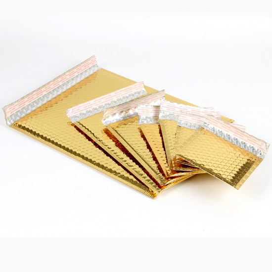 Extra strong shipping mailer bubble envelope waterproof 33*40+4cm, Metallic, Gold