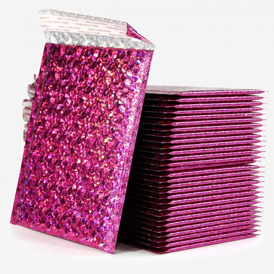 Extra strong shipping mailer bubble envelope waterproof 13*20+4cm, Metallic, Shine Pink
