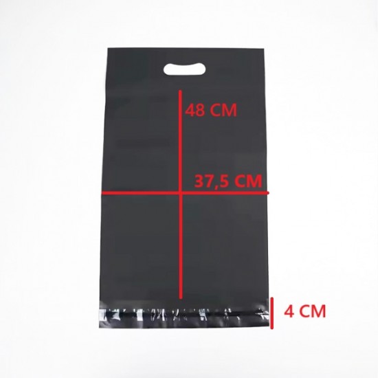 Kurjeru aploksne ar rokturiem, 37,5*48+4cm, melna krāsa, 100gab.