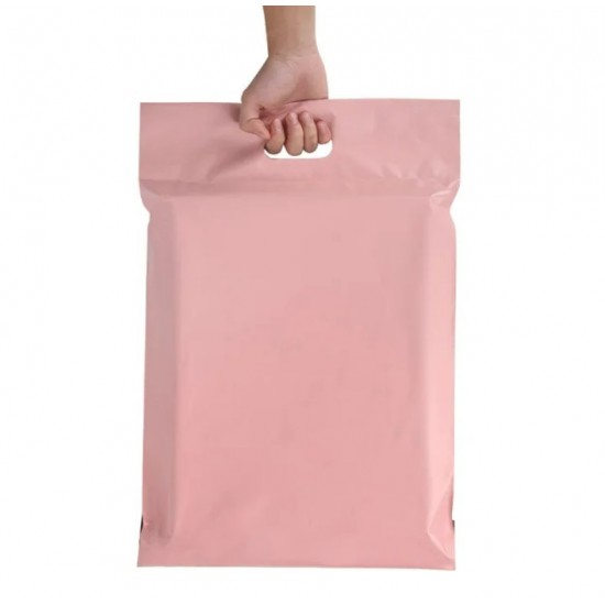 Курьерский пакет с ручкой  32*48+4см, цвет розовый, 100шт.