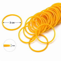 Kancelejas gumijas 100 g – dzeltenas, Ø30 mm, biezums 1 mm