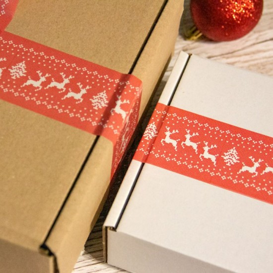 Dekoratīvā līmlente “Ziemassvētku”, sarkana, 48 mm × 55 m, 1 rullis