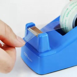 Dispenser, table holder for gluing adhesive tape. Holder for adhesive tape up to 20mm wide, with a knife for cutting the tape. Color Blue