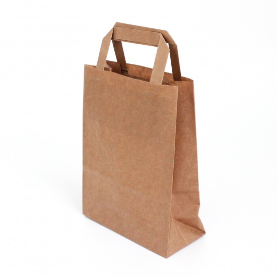 Paper bag with flat handles 18*8*24cm, brown color