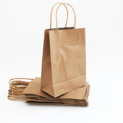 Paper bag with twisted handles 21*15*8cm, kraft, 12pcs