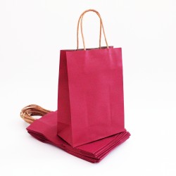 Paper bag with twisted handles 21*15*8cm, wine, 12pcs