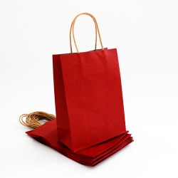 Paper bag with twisted handles 27*21*11cm, red, 12pcs