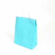 Бумажный пакет с кручеными ручками 18*8*24см, голубого цвета