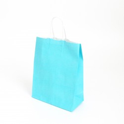 Paper bag with twisted handles 18*8*24cm, light blue color