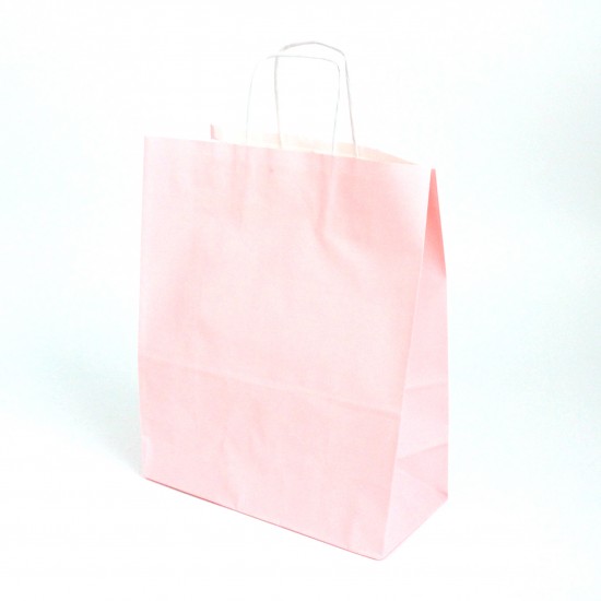 Бумажный пакет с кручеными ручками 25*12*31см, Розовый