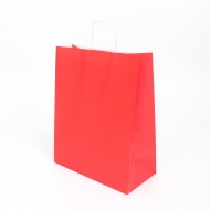 Бумажный пакет с кручеными ручками 25*12*31см, красного цвета