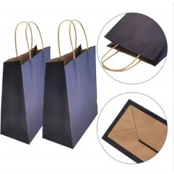 Paper bag with twisted handles 27*21*11cm, navy blue, 12pcs