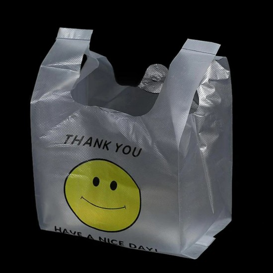 Shopping bags with handles, HDPE, 30*37+13cm, 100pcs, transparent