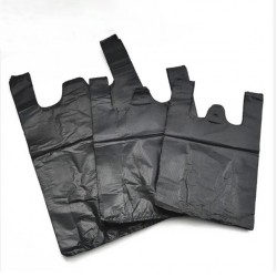 Shopping bags with handles, HDPE, 26*28+12cm, 100pcs, black