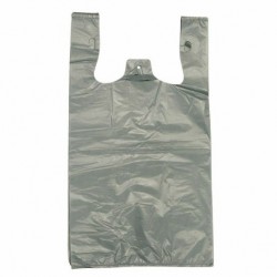 Shopping bags with handles, HDPE, 26*28+12cm, 100pcs, silver