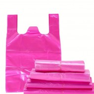 Shopping bags with handles HDPE 26*29+11cm, 100pcs, pink