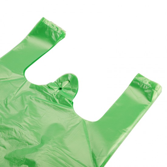 Shopping bags with handles HDPE 22*25+10cm, 100pcs, green