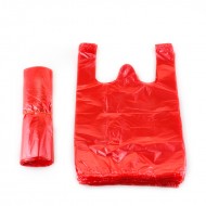 Shopping bags with handles HDPE 22*25+10cm, 100pcs, red
