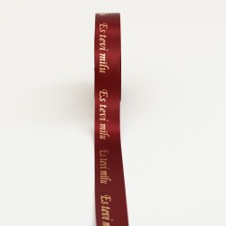 Satīna lente “ES TEVI MĪLU” zelta hroma apdruka, 20 mm × 10 m