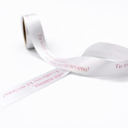Satīna lente “TU MĪĻĀ MĀMIŅA” rozā apdruka, 25 mm × 10 m