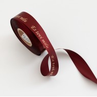 Satin Ribbon “ES TEVI MĪLU” Gold Chrome Print, 25 mm × 10 m