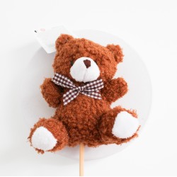 Plīša lācītis uz kociņa 1 gab., h10 cm., brūnā krāsa