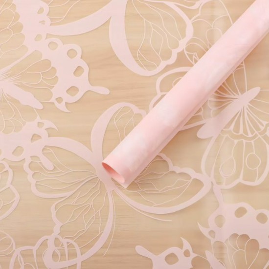 Ūdensizturīgais ziedu iepakojums BUTTERFLY TRANSPARENT 20loksnes, "pink"