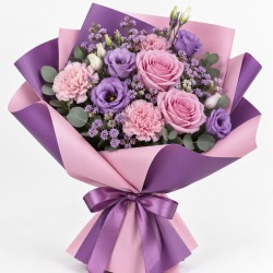 Divpusējs matēts ziedu un dāvanu iesaiņojums CANDY – Purple / Light Pink (20 loksnes)