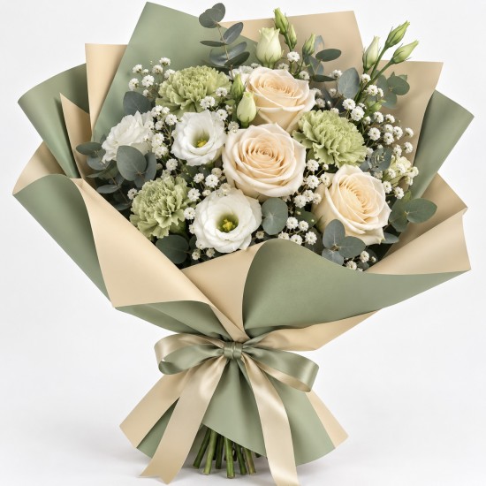 Double-Sided Matte Flower & Gift Wrapping CANDY – Sage Green / Champagne (20 sheets)