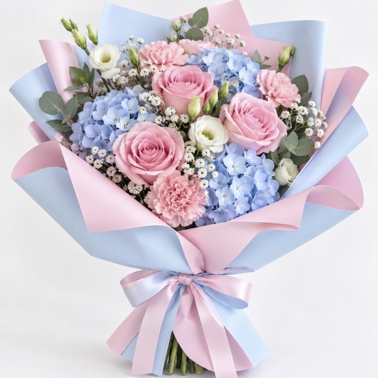 Double-Sided Matte Flower & Gift Wrapping CANDY – Light Blue / Light Pink (20 sheets)