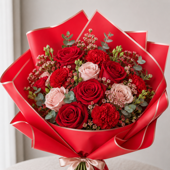 Водостойкая плёнка для упаковки цветов GOLDEN ROSE, Red, 20 листов