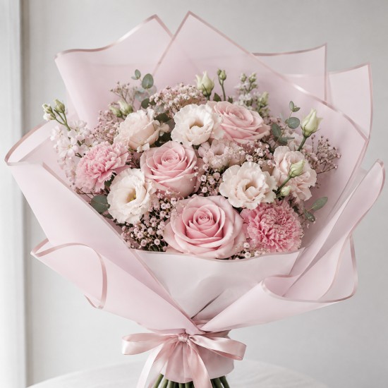 Waterproof Flower Wrapping Film GOLDEN ROSE, Soft Pink, 20 sheets