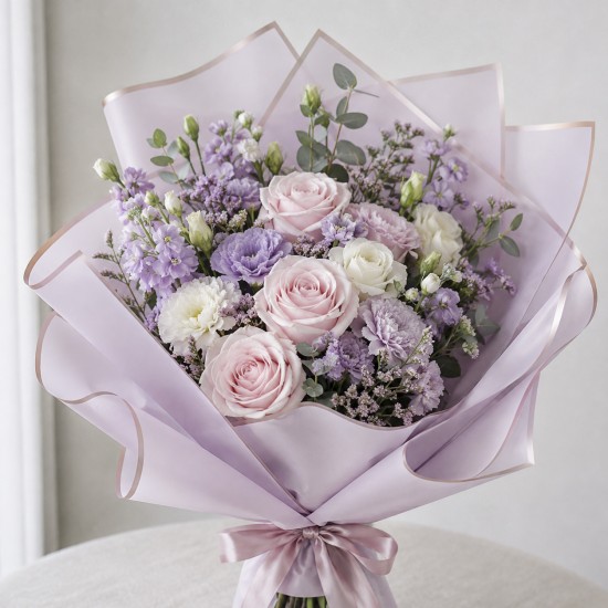 Водостойкая плёнка для упаковки цветов GOLDEN ROSE, Soft Lavander, 20 листов