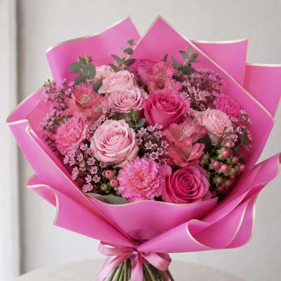 Ūdensizturīga ziedu iesaiņošanas plēve GOLDEN ROSE, Fuchsia, 20 loksnes