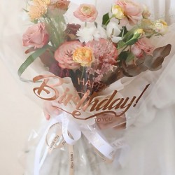 Ziedu plēve HAPPY BIRTHDAY, caurspīdīga, 15loksnes