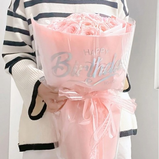 Ziedu plēve  HAPPY BIRTHDAY, caurspīdīga, 15loksnes