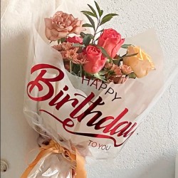 Ziedu plēve HAPPY BIRTHDAY, causpīdīga, 15loksnes