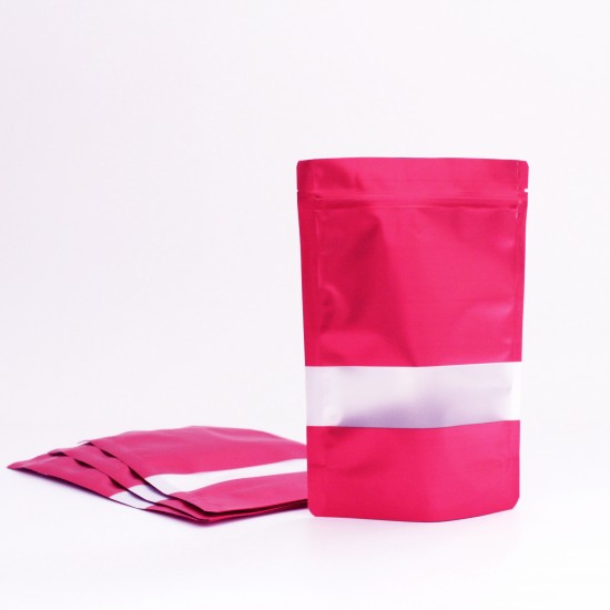 DOYPACK bag with zip-lock 9*13+3cm, fuchsia, 10pcs
