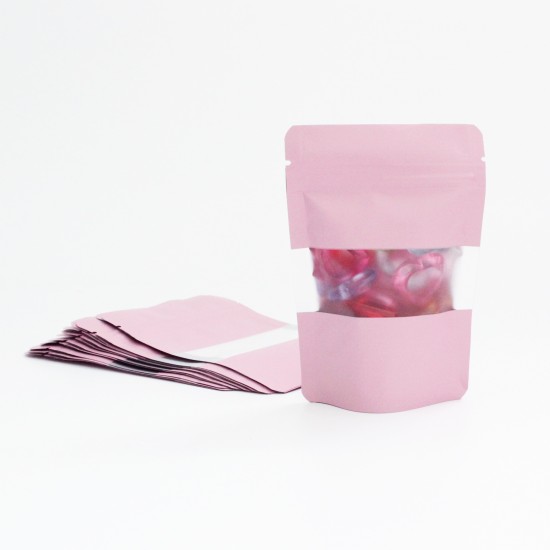 DOYPACK bag with zip-lock 10*14+3cm, pink, 10pcs