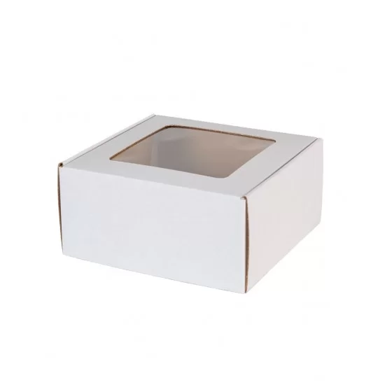 Boxes with window 200*200*100mm white FEFCO 0427