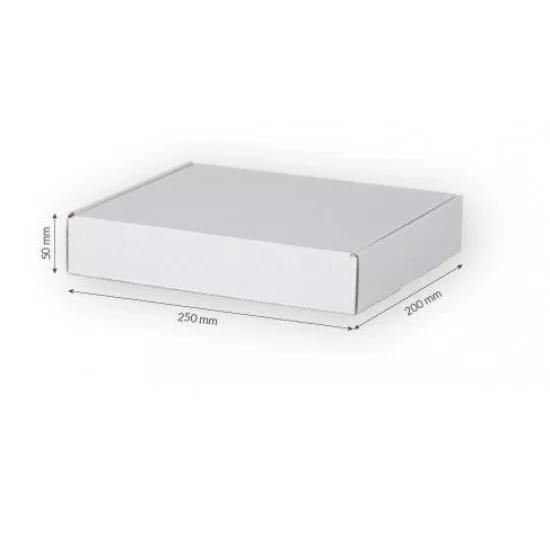 Картонная коробка 250x200x50мм, FEFCO 0427, Цвет Белый, 3-х слойный, Пакомат - размер S, + 10 шт.