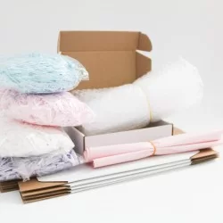 Ready to ship packing set for Online Order: boxes 20*15*5cm., 5pcs.+bubble film 1m., +courier bags 5pcs., +filler 2pack.